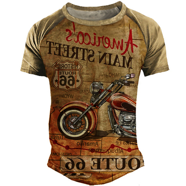 Men's Outdoor Vintage Route Chic 66 Motorcycle T-shirt