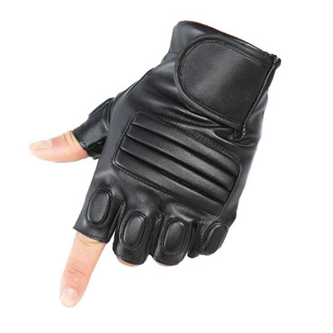 Men's Pu Half Finger Chic Soldier Outdoor Mountain Climbing And Riding Tactical Gloves