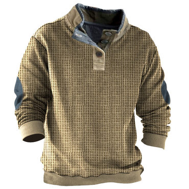 Men's Vintage Waffle Tactical Chic Sweatshirt
