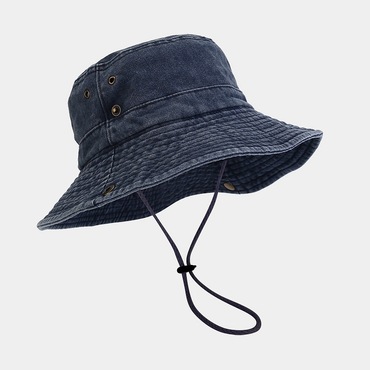 Retro Drawstring Wide Brim Chic Washed Sun Hat Bucket Hat