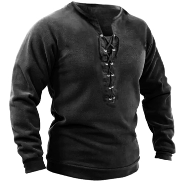 Men's Vintage Outdoor Tactical Chic Lace-up Sweatshirt