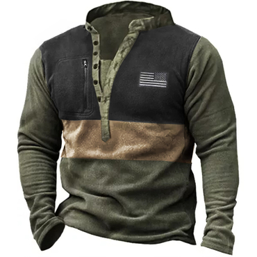 Men Outdoor Fleece Henley Collar Chic Tactical Men's Sweatshirt