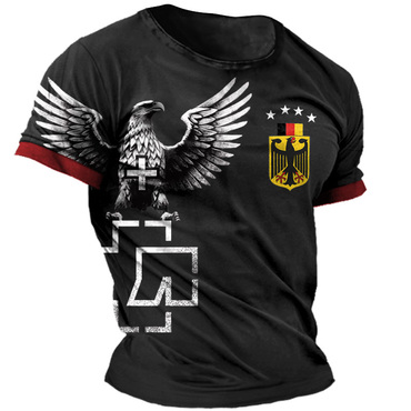 Men's Vintage Rammstein Rock Chic Band German Flag Color Block Daily Short Sleeve Crew Neck T-shirt