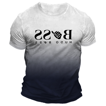 Men's Boss Gradient Print Chic Daily Short Sleeve Crew Neck T-shirt