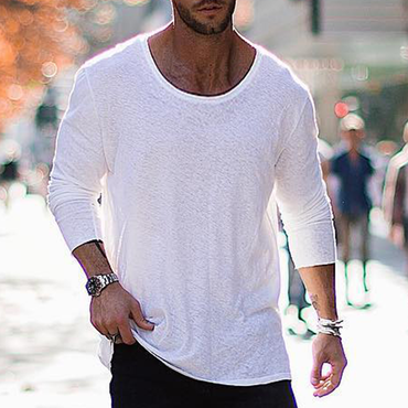 Men's Breathable Plain Basic Chic Long Sleeve Top