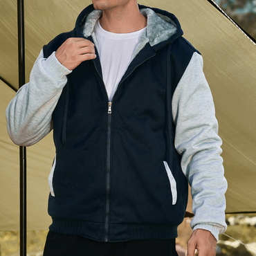 Men's Outdoor Casual Fleece Chic Thickened Hooded Sweatshirt Jacket