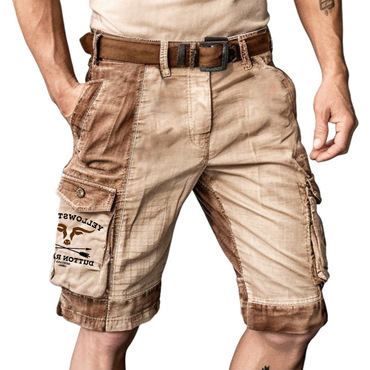 Men's Cargo Shorts Vintage Chic Yellowstone Western Cowboy Multi-pocket Distressed Utility Outdoor Shorts