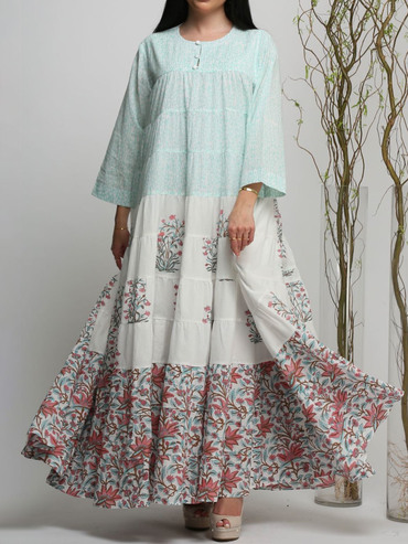 Floral Print Stylish Robe Chic Dress