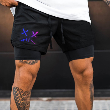 Men's Fashion Smiley Print Chic Slim Quick Dry Fit Shorts