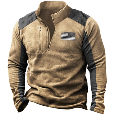 Outdoor Fleece Half Zip Collar Chic Tactical Men's Sweatshirt