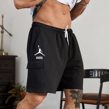 Men's Summer Pocket Drawstring Chic Jordan Printed Shorts
