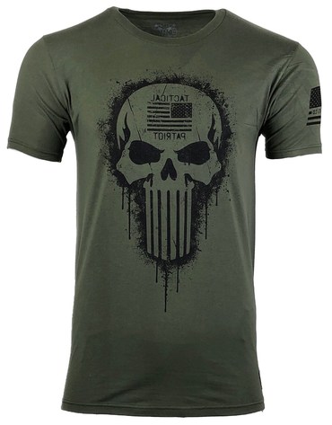 Men's Vintage American Flag Chic Skull Print Daily Short Sleeve Crew Neck T-shirt