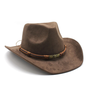 Men Women's Retro Yellowstone Chic Suede Warped Western Cowboy Hat Rolled Brim Ethnic Style Felt Hat