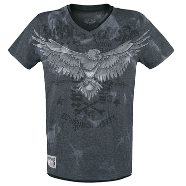 Men's Vintage Eagle Print Chic Short Sleeve V Neck T-shirt
