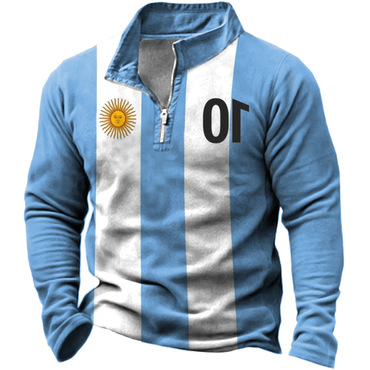 Men's Messi World Cup Chic Argentina Flag Soccer Sweatshirt