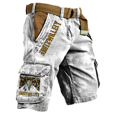Men's Cargo Shorts Yellowstone Chic Vintage Distressed Utility Outdoor Shorts