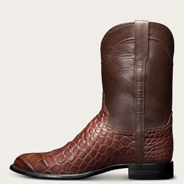 Men's Retro Crocodile Stitching Chic Long Boots Western Cowboy Boots Plus Size