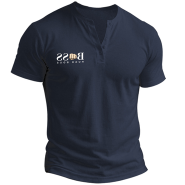 Men's Print Short Sleeved Chic Henley T-shirt
