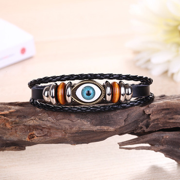Leather Hand-woven Galaxy Astrology Chic Luminous Adjustable Snap Buckle Wristband-retro Fashion Constellation Gift