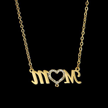 Mother's Day Gift Diamond Chic Mom Engraving Necklace Foot Pendant
