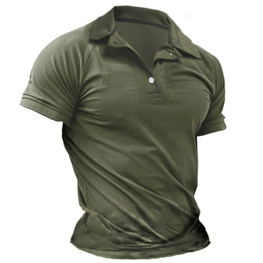Men's Outdoor Raglan Sleeve Chic Tactical Short Sleeve Polo Shirt