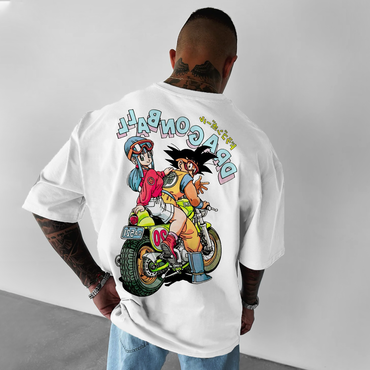 Unisex Vintage Dragon Ball Chic Goku And Bulma Back T-shirt