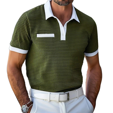 Men's Waffle Short Sleeved Chic Polo T-shirt