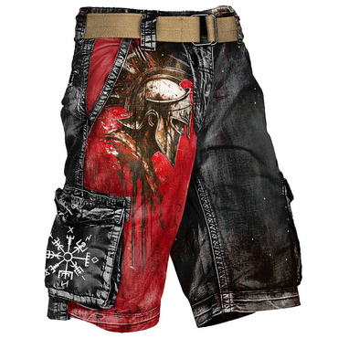 Men's Cargo Shorts Spartan Chic Vintage Distressed Utility Outdoor Shorts