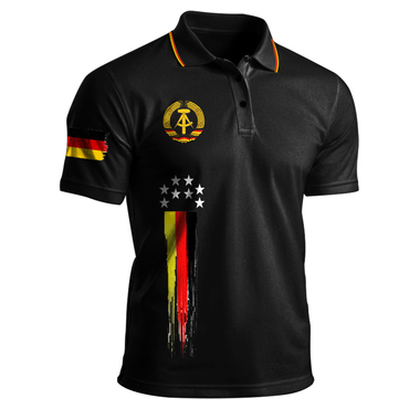 Men's Germany Deutschland National Chic Flag Emblem Patriot Printed Short Sleeved Polo T-shirt