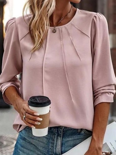 Loose Casual Round Neck Chic Long-sleeved Blouse