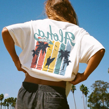 Vintage Aloha Surf Print Chic T-shirt