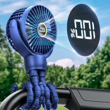 Mini Octopus Portable Baby Chic Stroller Fan Led Display 360 Rotate Flexible Tripod Rechargeable Handheld Fan