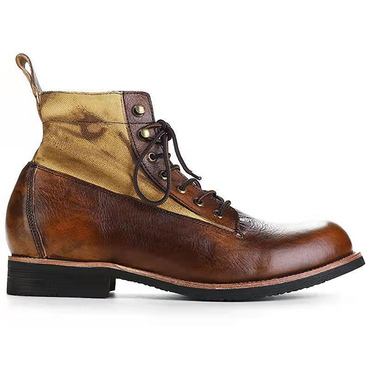 Roman Mens Vintage Round Toe Chic Lace Up Work Ankle Boots Shoes Motorcycle Boot