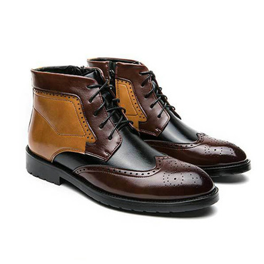Men's Martin Boots Colorblock Chic British Style Brogue Work Boots