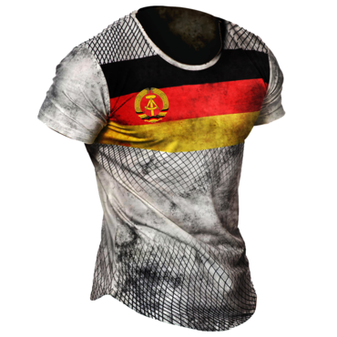Men's Deutscher Ossi Gnade Chic Gottes German Flag Eagles Vintage Short Sleeve Color Block Crew Neck T-shirt
