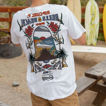 Men's Vintage Surf Bells Chic Beach Print T-shirt