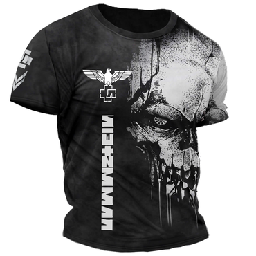 Men's Vintage Skull Rammstein Chic Rock Band Print Daily Short Sleeve Crew Neck T-shirt