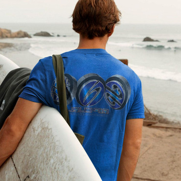 Men's Surf Print Beach Chic Vacation Short Sleeve T-shirt Blue