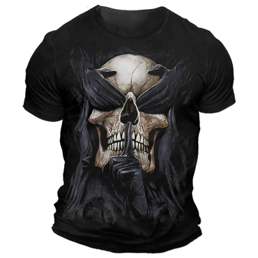 Men's Vintage Skull Print Chic Daily Short Sleeve Crew Neck T-shirt