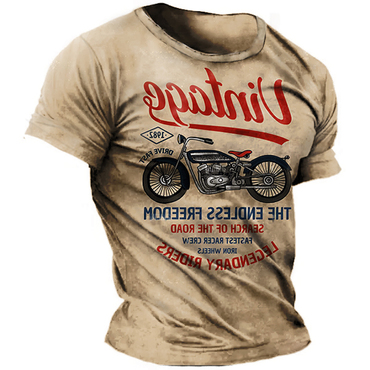 Men's Crewneck T-shirt Chic Plus Size Vintage Motorcycle Racing Short Sleeve Summer Top