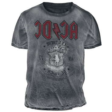 Men's Vintage Acdc Rock Chic Band Hells Bells Print Daily Short Sleeve Contrast Color Crew Neck T-shirt