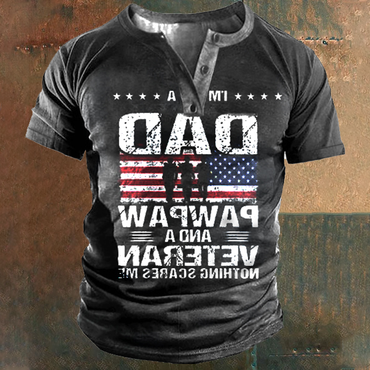 American Flag I Am Chic A Dad And A Vietnam Veteran Men's Henley T-shirt