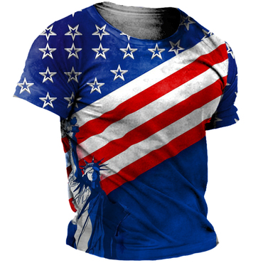 American National Flag Patriots Chic General Commemorative Victory Goddess Print Short Sleeved T-shirt