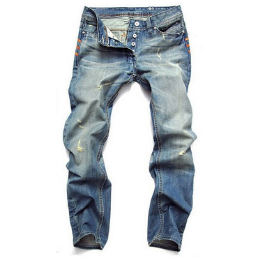 Men's Fashion Casual Straight Chic Ripped Jeans