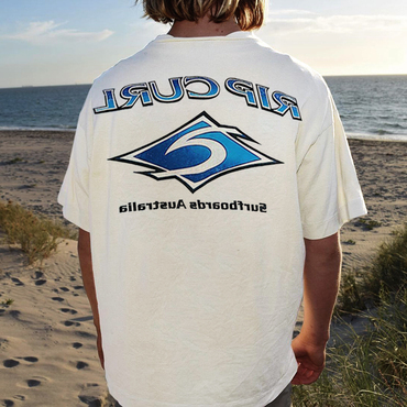 Vintage Oversized Unisex Holiday Chic Surf Print T-shirt