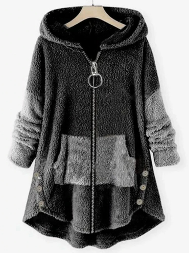 Contrasting Hooded Zipper Warm Chic Coat