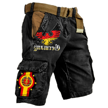 Men's Cargo Shorts German Chic Flag East German Eagle Vintage Distressed Utility Outdoor Shorts