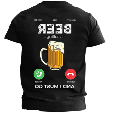 Unisex Beer Is Calling Chic Text Print T-shirt