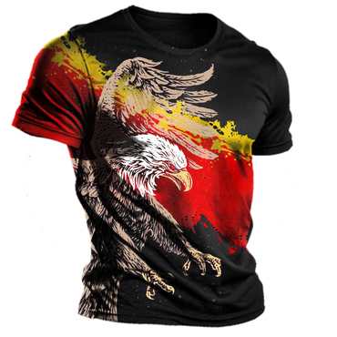 Men's German Flag Patriot Chic Colorful Fierce Eagle Printed Short Sleeved T-shirt