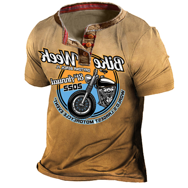 Myrtle Beach Bike Week Chic 2022 Vintage Print Men's Henley Collar T-shirt
